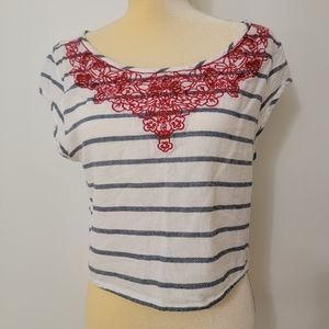 Abercrombie & Fitch White Striped Crop Top Size S
